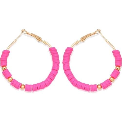 2020 New Beach Circle C Shape Beads Soft Ceramic Stud Earrings for Women