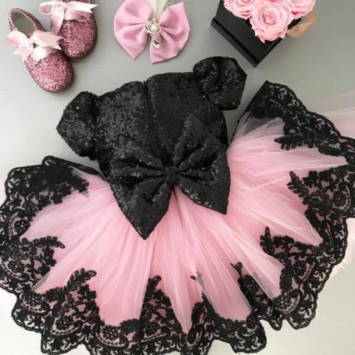New Formal Kid Flower Girl Lace Voile Patchwork Tutu Dress Princess Bridesmaid Party Wedding Pageant Dress Clothes 6M-6T