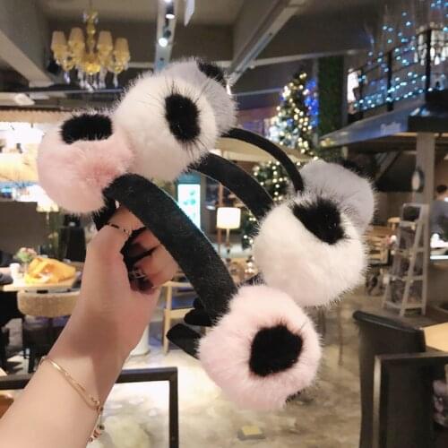 Cute Solid Color Hairbands Lovely Pompom Ball Girls Bezel Fashion Panda Shaped Hair Hoop For Woman Hair Bands Hair Accessories