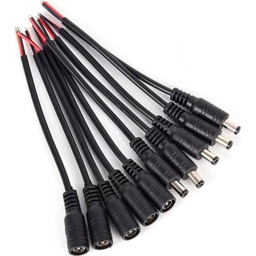 DC Power Connectors with Lock Buckle 5.5x2.1mm Male Female Jack Adapter For LED Strip 15cm Cable Length