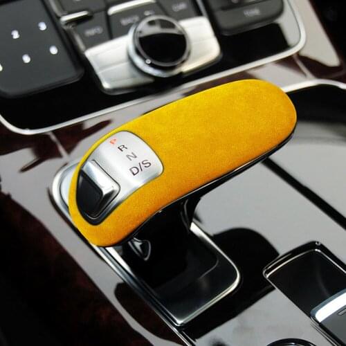 Alcantara Gear Shift Knob Trim For A8 2011-2017 Suede Leather Car Gear Shift Knob Cover Trim Gear Shift Knob Trim
