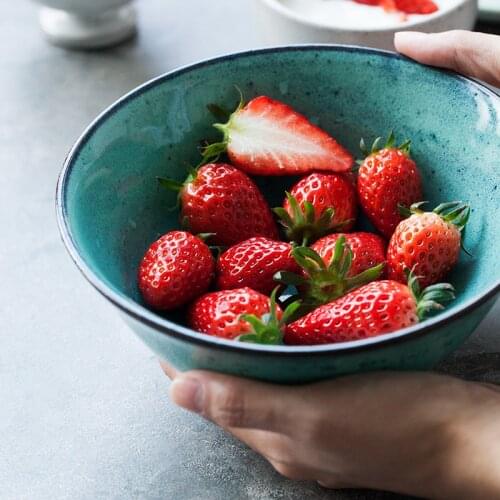 Salad Bowl Retro Ceramics Home Kitchen Tableware Soup Bowl Dessert Fruit Noodle Bowl