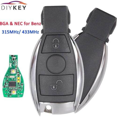 DIYKEY Replacement Smart Key 2 Button 315MHz/ 433MHz for Mercedes Benz Auto Remote Key Support NEC 2000+ Year and BGA 2000+ Year