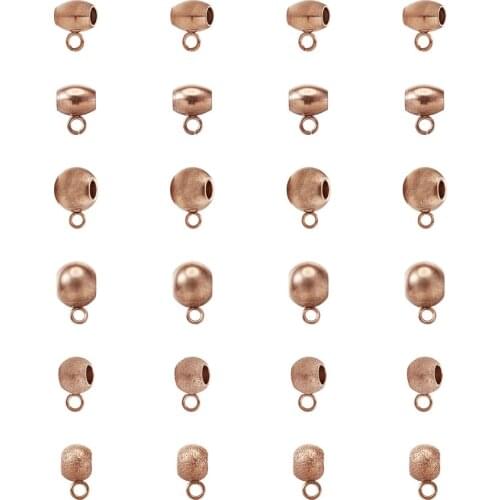 30pcs Stainless Steel Connectors Bails Beads Hanger Links Rose Gold Color For European Charm Bracelet Pendants Jewelry Making