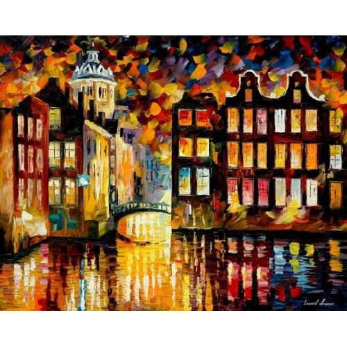 Contemporary art pensive amsterdam hand painted knife paintings landscape oil on canvas High quality