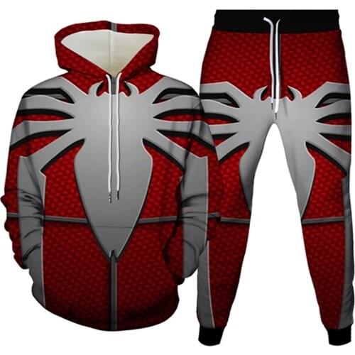 Spring Autumn Men Animal Spiderweb Printing Hoodies+Trousers Pant 2pc Tracksuit Women Casual Streetwear Clothes Sets Size S-6XL