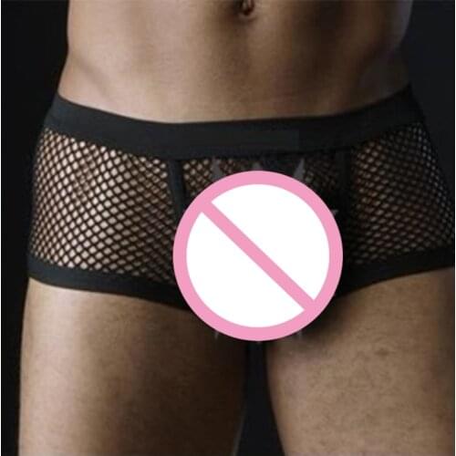 Sexy Underwear Men Mesh Breathable Perspective Boxer Shorts Summer Cool Sexy Transparent Men Underpants Cueca Male Panties