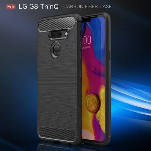 Good quality Shockproof Luxury Silicone Cases For LG G8 ThinQ Case Cover Carbon Fiber Soft Back Phone Cover funda Coque Etui