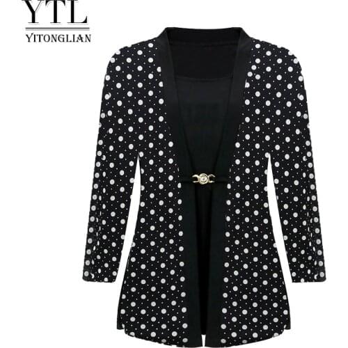 Yitonglian 2021 New Womens 50s' Vintage Polka Dot Blouse Elegant Casual Tops for Work Party Plus Size Tunic Shirt H414D