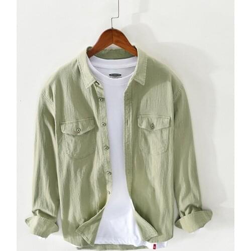 Z906 spring and summer new mens casual solid color cotton shirt jacket