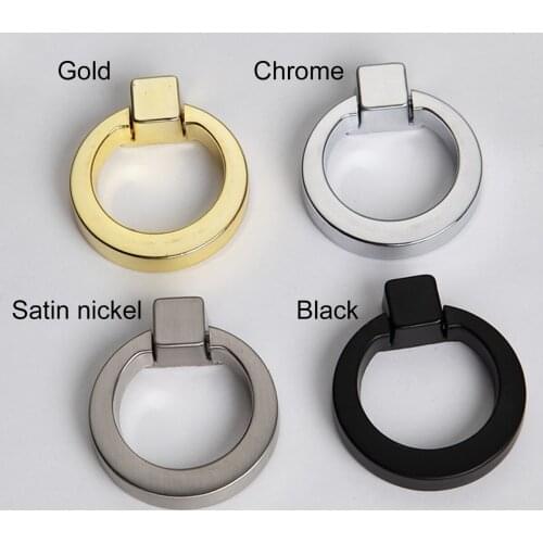 ZENHOSIT Modern Door Handle Zinc Alloy Drawer Handles Ring Cabinet Cupboard Single Hole Dresser Handles With Screw