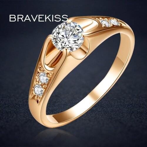 BRAVEKISS vintage wedding bands solitaire rings for women accent cz stone engagement rings bague mujer moda jewel BJR0064A