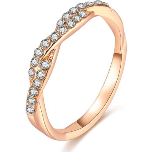 Womens Twisted Rope Twist Ring Plating Rose Gold Silver Color Cubic Zirconia Tail Ring Charm Personality Party Wedding Jewelry