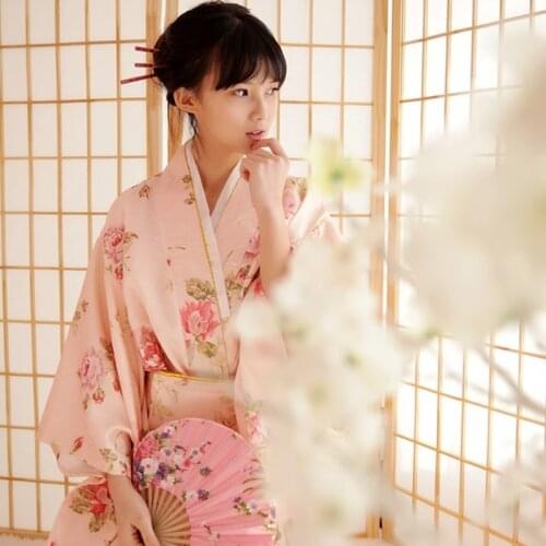 Japanese kimono traditional dress cosplay female yukata women haori Japan geisha costume obi national dress TA477