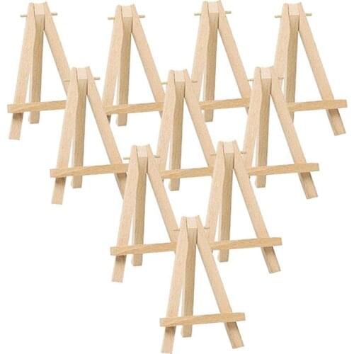 10Pcs Mini Wooden Artist Easel-Triangle Wedding Table Stand Display Holder - 15 X 8 Cm