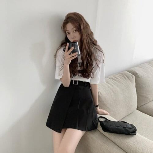 2021 A Line S-Xl New Plus Size Summer Short Skirts Korean Skirt Women High Waist School Girl Solid Vintage Mini Skrits Pleated