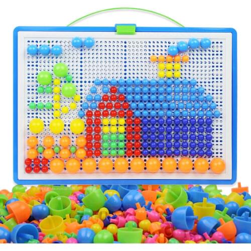 296PCS mushroom nail childrens intelligent 3D puzzle game Jigsaw board DIY handmade toys childrens educational toys gifts