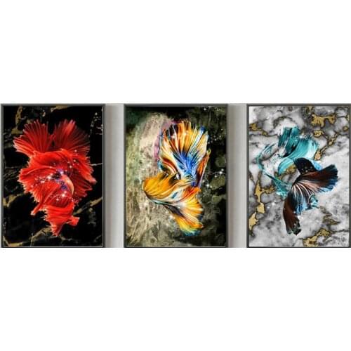 3 Piece Diamond Mosaic Fantasy Colorful Fish Koi Diamond Painting Square Round Diamond Embroidery Animal for New Year Decoratio