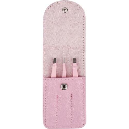 3PCS/SET Professional Eyebrow Tweezers Stainless Steel Point Tip/Slant Tip/Flat Tip Hair Removal Makeup Tool Kit With Bag