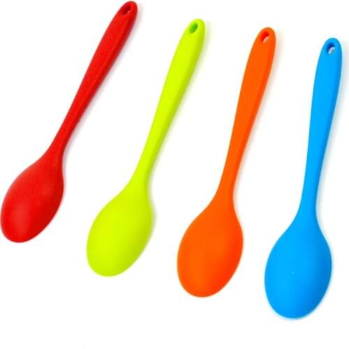 4Color 210mm Universal Flexible Heat Resistant Silicone Spoon Scraper Spatula Ice Cream Cake for Shovel Kitchen Tool Utensil
