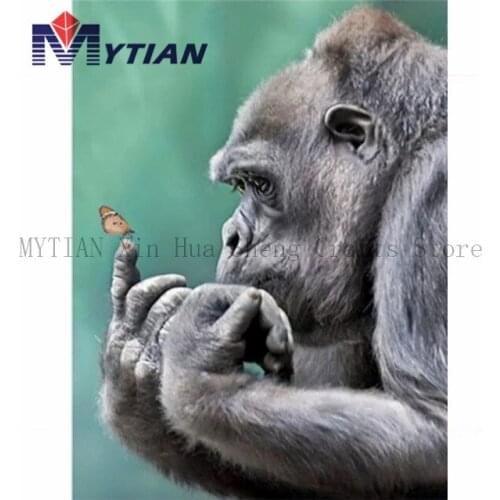 5D DIY Diamond Painting Monkeys Cross Stitch Kit Gorilla Diamond Embroidery Mosaic Animals Painting Oranguton Home Decoraition