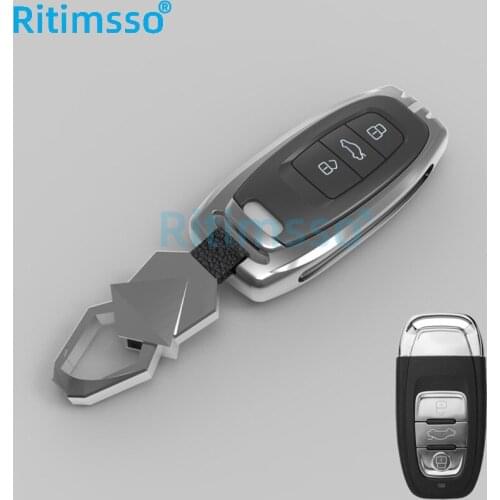 Zinc Alloy Car Key Cover Fob Case Shell for Audi A1 A3 A4 A5 A6 A7 A8 Quattro Q3 Q5 Q7 2009 2010 2011 2012 2013 2014 2015
