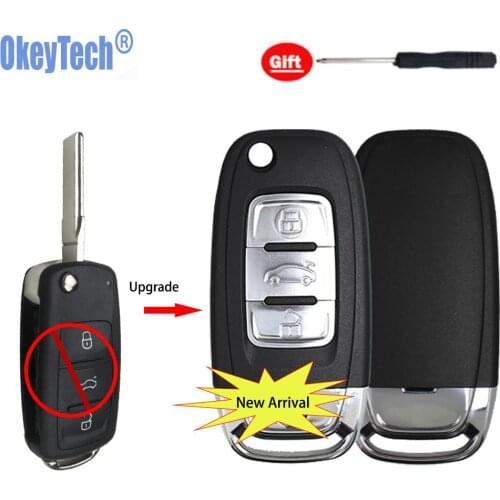 OkeyTech for V W Volkswagen Golf 7 Beetle T5 T4 Caddy Bora Mk4 Polo Passat B5 B6 Transporter Flip Modified Key Shell HU66 Knife