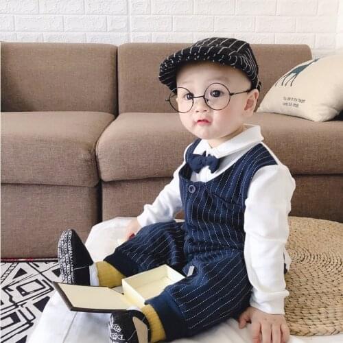 Baby Jumpsuit Long Sleeve Fashion Gentleman Baby Party Dress Going Out harem romper spring autumn newborn clothes boys clothing