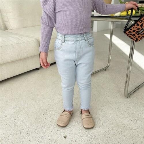 Baby Girl Jeans Kids Trousers Infant Girls Pencil Leggings Denim Pants Children Clothes 2-7 Years Fashion Full Length Pants