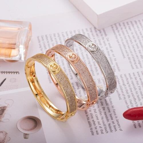 European and American creative models ladies banquet party wrist jewelry small round beads full diamond wide bracelet high-end