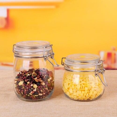 Fruit sealed glass jar Snap sealed glass jar transparent kitchen grain storage tank wholesale supply dried