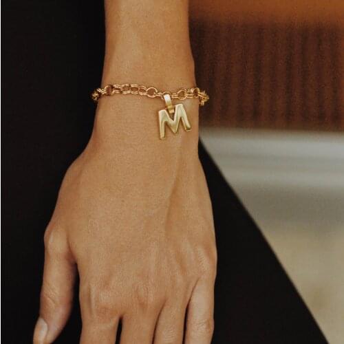 GULCE DERELI, LETTER CHARM BRACELET, INITIAL BRACELETS, CHARM BRACELETS, GIFT BOX, GOLD/SILVER PLATED