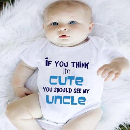 Cotton Baby Girl Boy Clothes Summer New Kid Romper If You Think I'm Cute You Should Seen My Uncle Jumpsuit Newborn Baby Playsuit