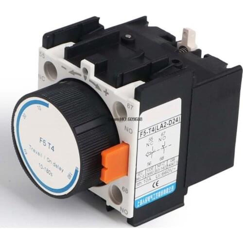 LA2 DT2 F5-T2 T0 T4 F5-D2 D0 D4 660V 10A 1NO 1NC Time ON Delay Relay Auxiliary Contact Block 0.1-3s/0.1-30s/0.1-180s