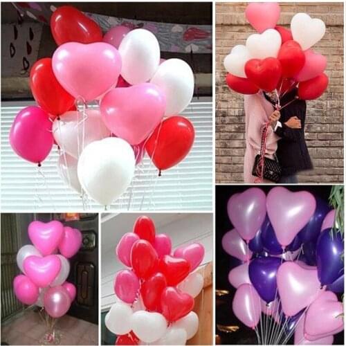50pcs/lot Love Ballon Heart Shaped Latex Balloon Weddig Decoration happy birthday accessories Helium balloons