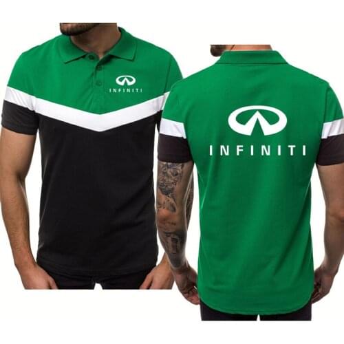 Summer Mens polo shirt Infiniti Car Logo Printing Harajuku Casual Trend Cotton Splicing High Quality Mens short sleeve tops