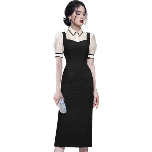 Patchwork office tight Dress one piece korean ladies Summer short Sleeve cabaret party formal Sexy Dresses for women