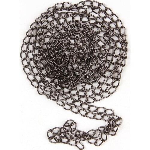 5m/lot 0.9x4.5x6.5mm Metal Iron Necklace Chains 2Colors Bulk Open Link Chains Lot For Diy Bracelets Jewelry Making Findings