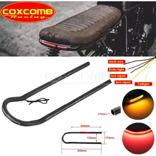 Motorcycle 7/8" Tube Rear Seat Hoop Loop Frame LED Tail Brake Turn Signal Light For Honda CB Yamaha SR Suzuki GS BMW Cafe Racer