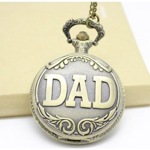 10pcs in Steampunk Dad FATHER Quartz pocket watch Retro necklace mens watch party gift large size