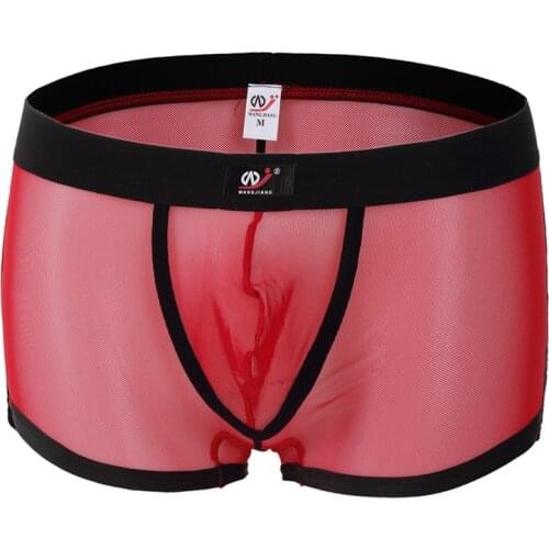 Mens sexy summer Transparent sheer nylon boxer underwear HOT gay boxers GAY underwear breathable