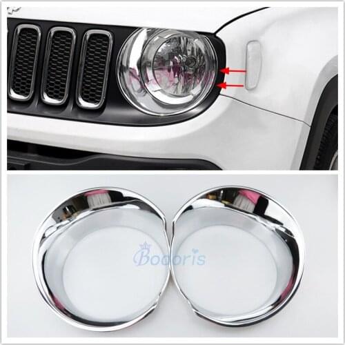 Headlight Cover Front Lamp Overlay Trims Frame Protector 2016-2017 ABS Chrome Car Styling For Jeep Renegade Accessories