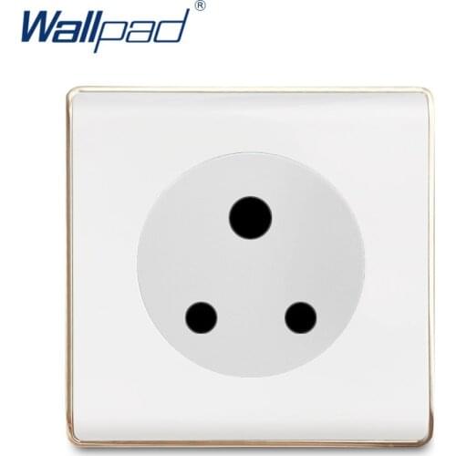 Wallpad 3 Pin 15A Socket Wall Power Socket Electric Outlet White PC Panel With Gold Edge For Home