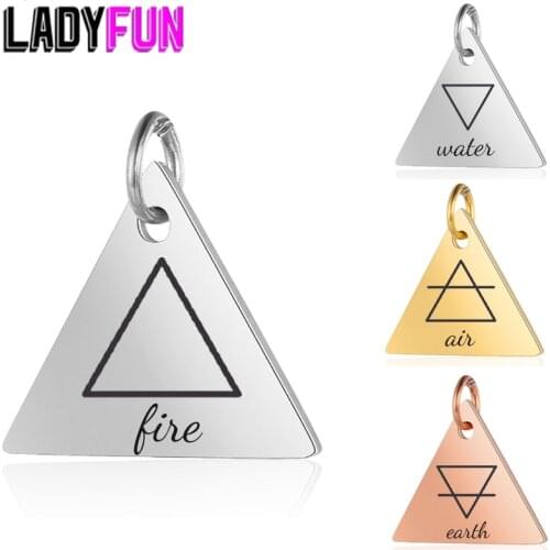 20pcs Triangle Alchemy Symbol Charms Stainless Steel Air Fire Water Earth Pendant Wholesale Jewelry Lots Handmade Accessories