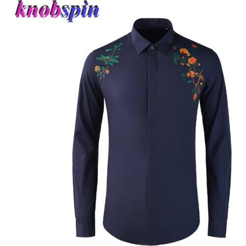 Luxury Business Men Shirt Long Sleeve Slim Fashion Printed Chemise homme High quality Cotton Shirts men Plus Size 4XL Camisas