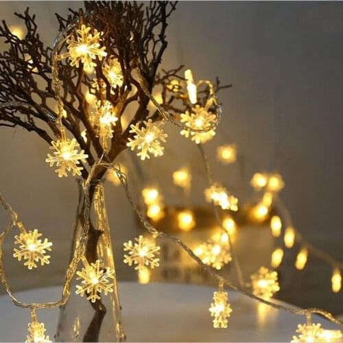 10leds Star Snowflake String Lights Fairy Garland Christmas Decorations for Home Outdoor Navidad Led Light Decor Battery Powered