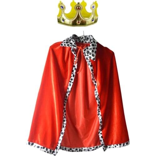 Umorden Kids Child Prince King Cloak Costume Cosplay for Boys 2pcs Set Halloween Purim Party Fantasia Fancy Dress