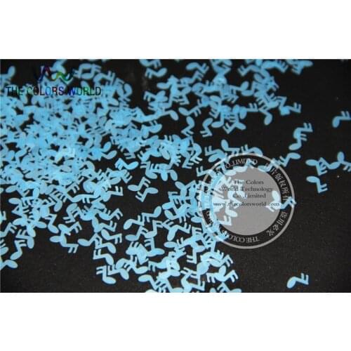 UN-F Solvent Resistant Neon Blue Color Musical Note Shape Glitter for Nail Polish and DIY decoration 1Pack =50g