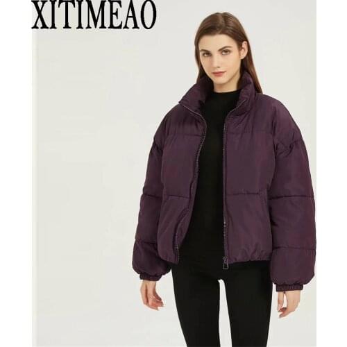 Za Women Fashion Oversized Thick Warm Parkas Coat Vintage Long Sleeve Pockets Female Big Size Outerwear Chic Tops