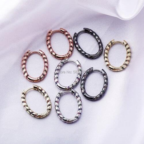 Jewelry Custom Stainless Steel Hoop Earrings Cubic Zircon Dubai Brass Plated